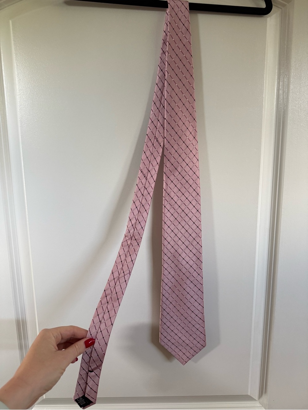Geoffrey Beene Pink Checked Silk Tie